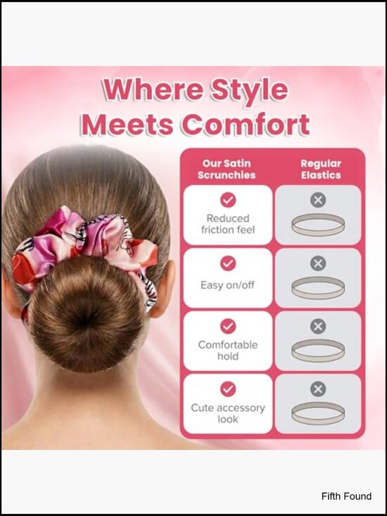 XL Satin Scrunchie Set Soft Hair Ties Ponytail Hair Elastics main image 5